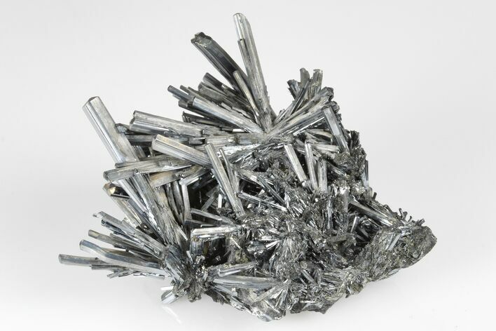 Metallic Stibnite Crystal Spray - Xikuangshan Mine, China #175901